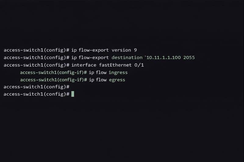 مرحله ۱۰: تنظیم NetFlow برای مدیریت سوئیچ سیسکو