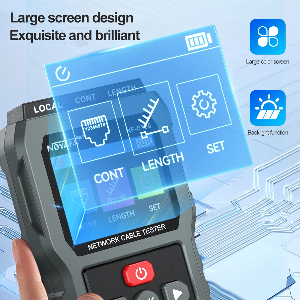 صفحه نمایش تستر کابل شبکه نویافا مدل NF-8128